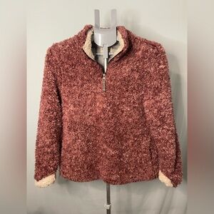 Weatherproof Cozy Sherpa Quarter-Zip Jacket - Pink size small‎